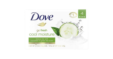 Load image into Gallery viewer, Dove Go Fresh Cool Moisture Beauty Bar Soap With Cucumber &amp; Green Tea Scent Pack of 4 (425g)
