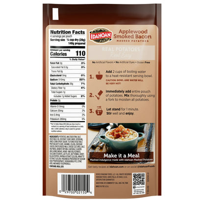Idahoan Applewood Smoked Bacon Mashed Potatoes Side Dish, 4 oz