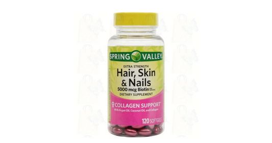 SPRING VALLEY HAIR,SKIN,NAILS COLLAGEN 5000 mcg Biotin,  120 CT. SOFTGEL