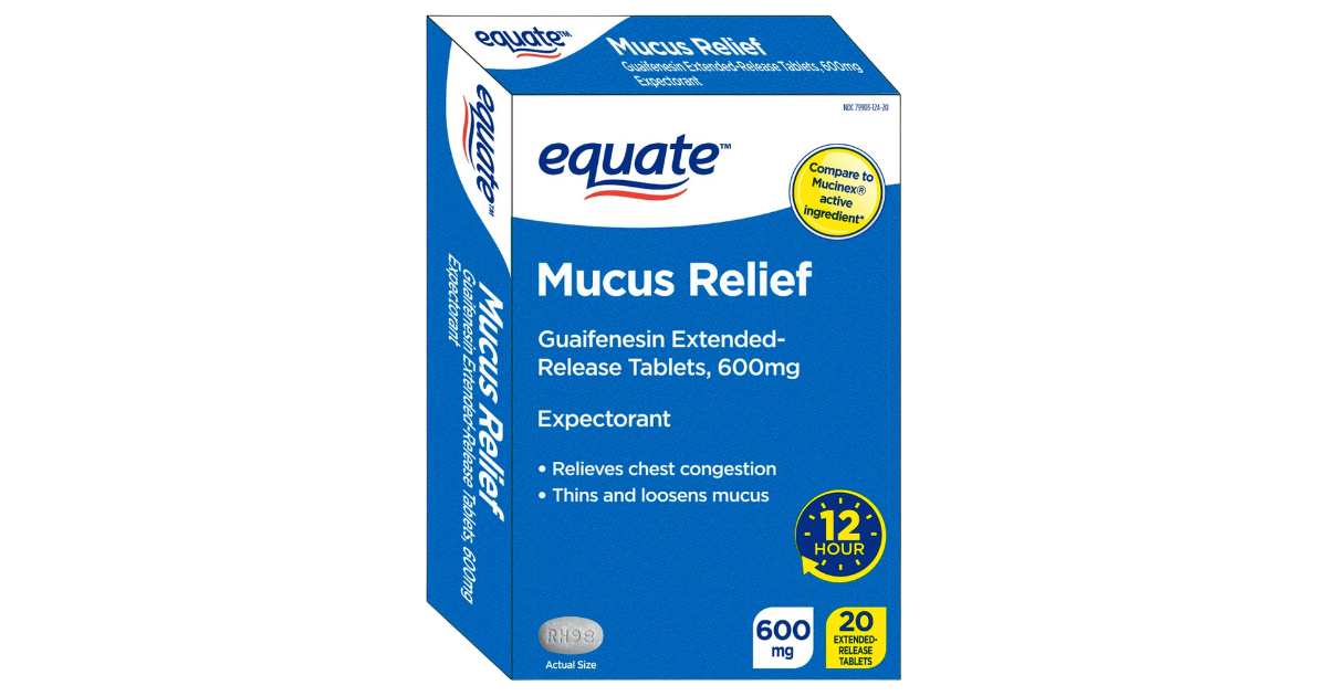Equate Mucus ER Extended-Release Tablets, 600 mg, 20 Count
