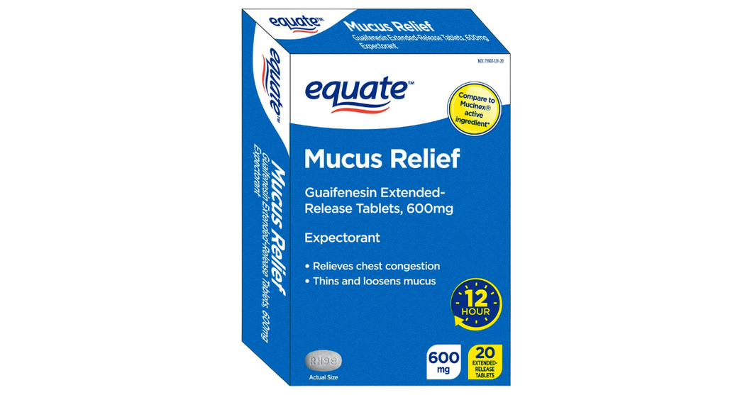 Equate Mucus ER Extended-Release Tablets, 600 mg, 20 Count