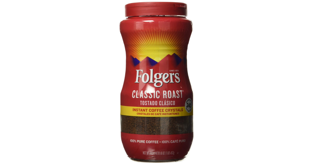 Folgers Classic Roast Instant Coffee Crystal Make 240 cups(16 oz)453g