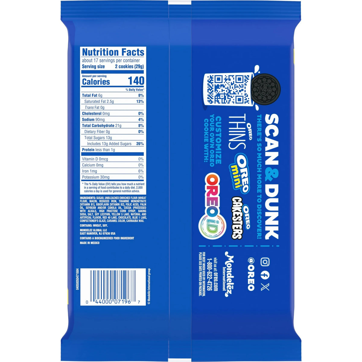 OREO Toffee Crunch Creme with Sugar Crystals Chocolate Sandwich Cookies, Family Size, 17 oz