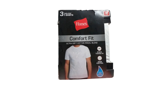 HANES 3 tagless white t-shirt