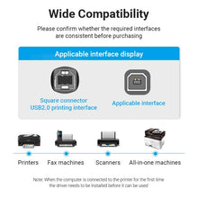 Load image into Gallery viewer, USB Printer Cable USB Type A Male to B Male for Hp Canon Epson
