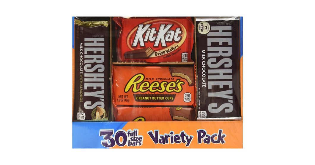 Hershey's Chocolate Variety 30 Full Size Bar