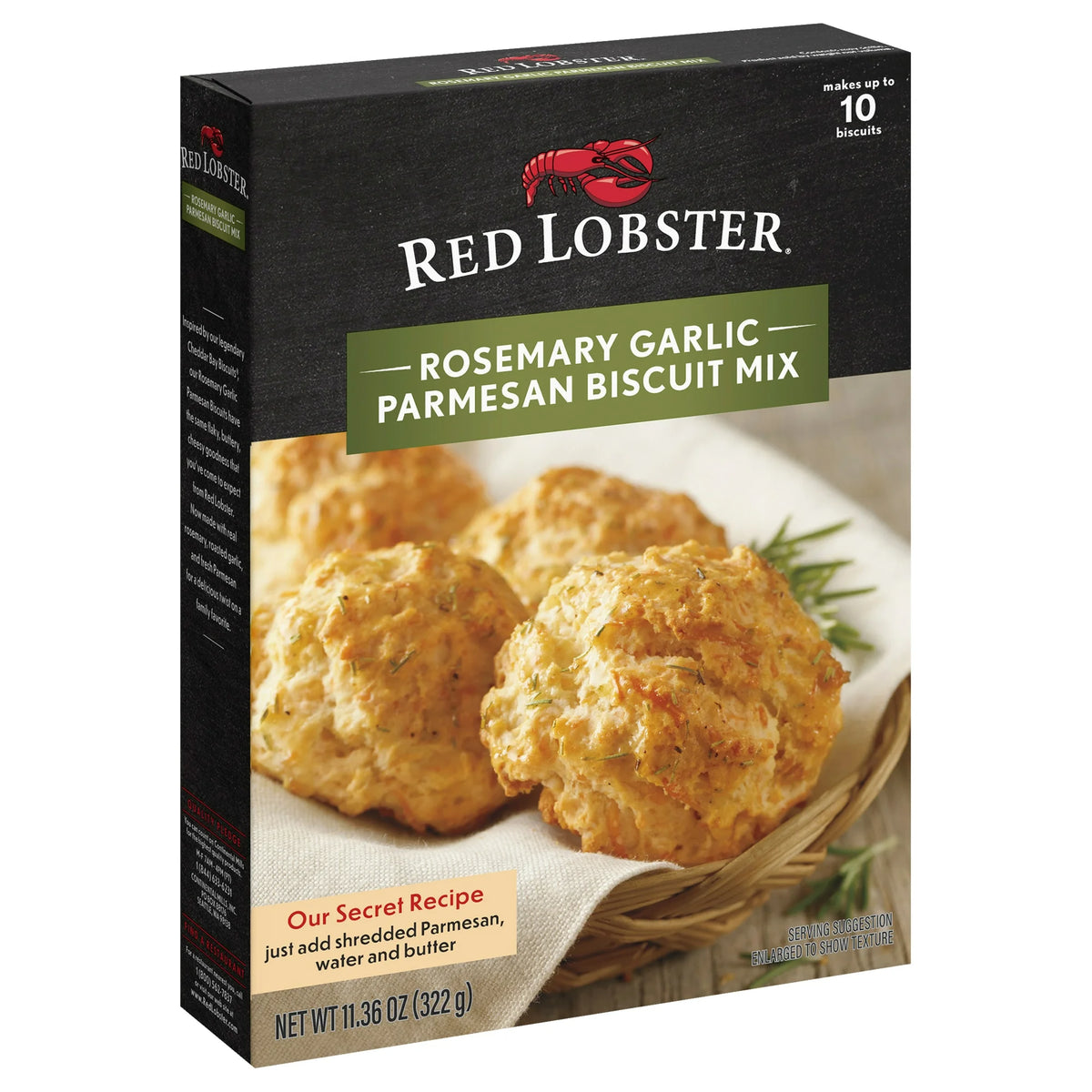 Red Lobster Rosemary Parmesan Biscuit Mix, Makes 10 Biscuits, 11.36 oz Box