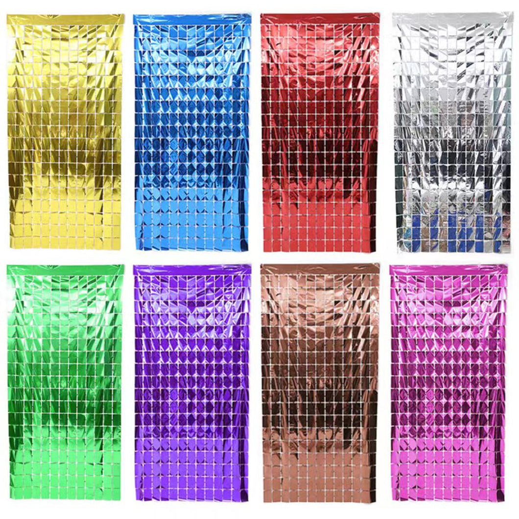 Square Shape Tinsel Foil Fringe Curtain for Party/pink/gold/sky blue