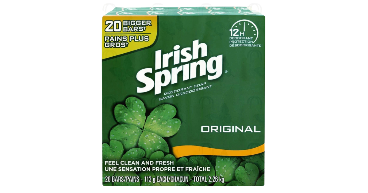 Irish Spring, Fresh & Clean Original Bar Soaps 4 Oz x 20 Bars