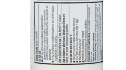 Equate Extra Strength Acetaminophen Pain Reliever/ Fever Reducer Caplets, 500 mg, 100 Count