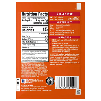 McCormick Cheesy Taco Seasoning Mix, 1.12 oz Packet