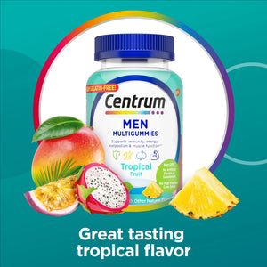 Centrum Multigummies Men's Multivitamin Gummy Vitamins, Tropical Fruit, 100 Count