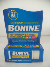 Load image into Gallery viewer, Bonine Motion Sickness and Nausea Relief Travel Pack, Chewable Tablets, Raspberry, 12 Ct
