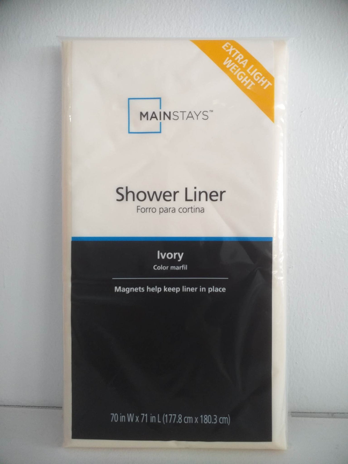 Mainstays Extra Light Weight Shower Liner - Ivory (177.8cm x 180.3 cm)