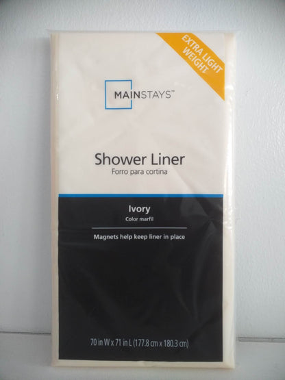 Mainstays Extra Light Weight Shower Liner - Ivory (177.8cm x 180.3 cm)