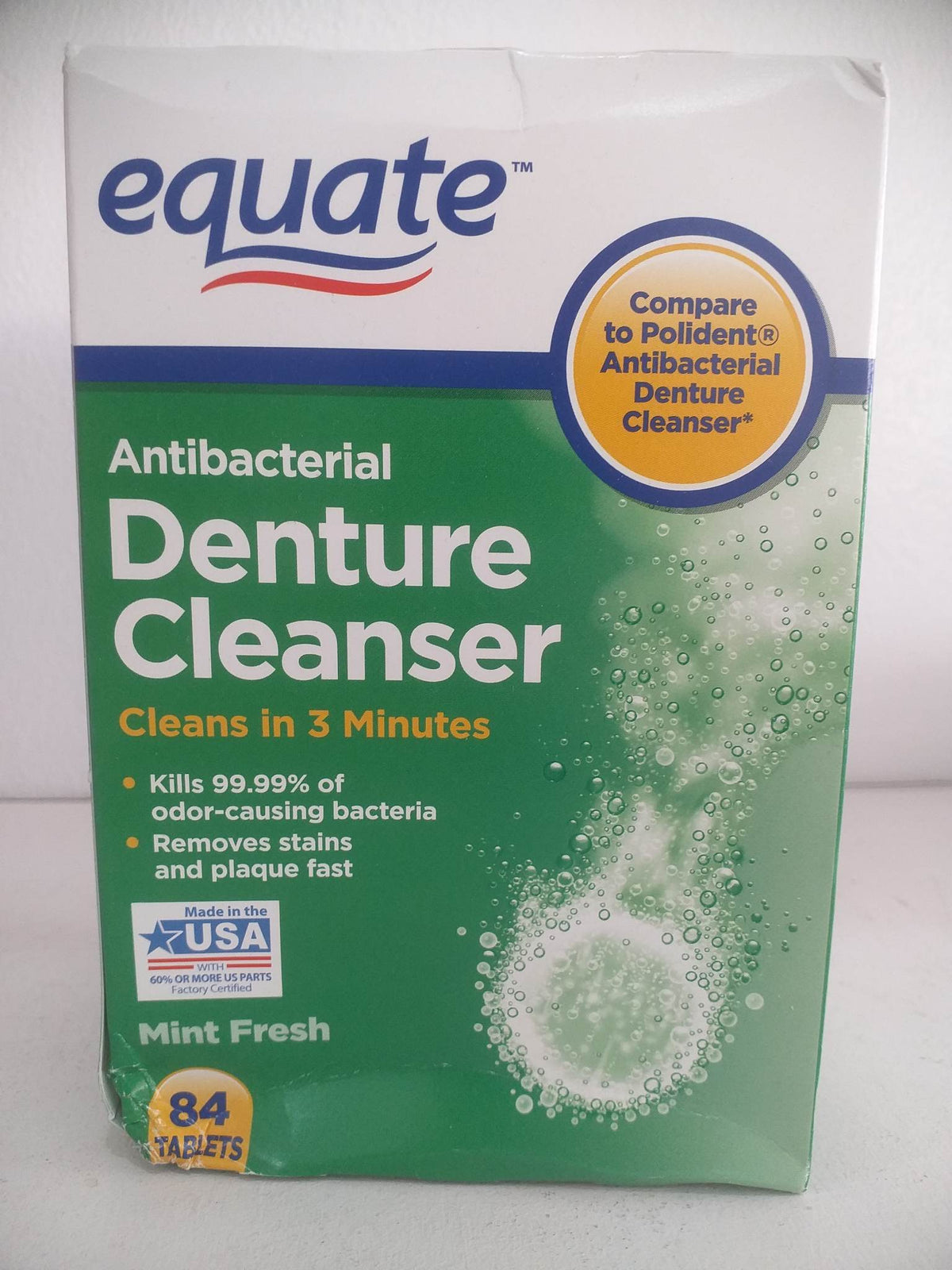 Equate Antibacterial Denture Cleansers Tablets, 84 Count