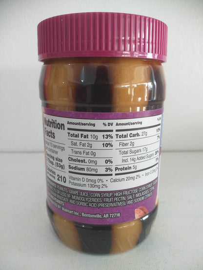 Great Value Creamy Stripes Peanut Butter & Grape Jelly, 18 oz (510g)