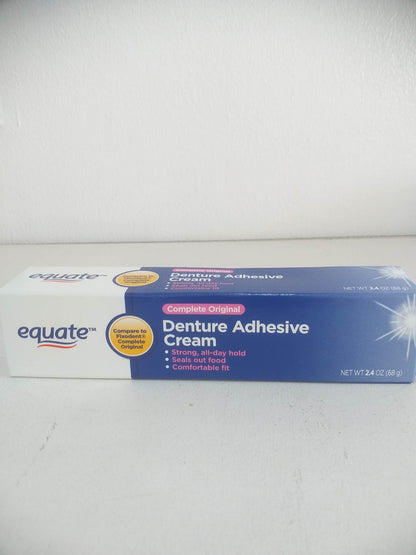 Equate Complete Original Denture Adhesive Cream, 2.4 oz(68g)