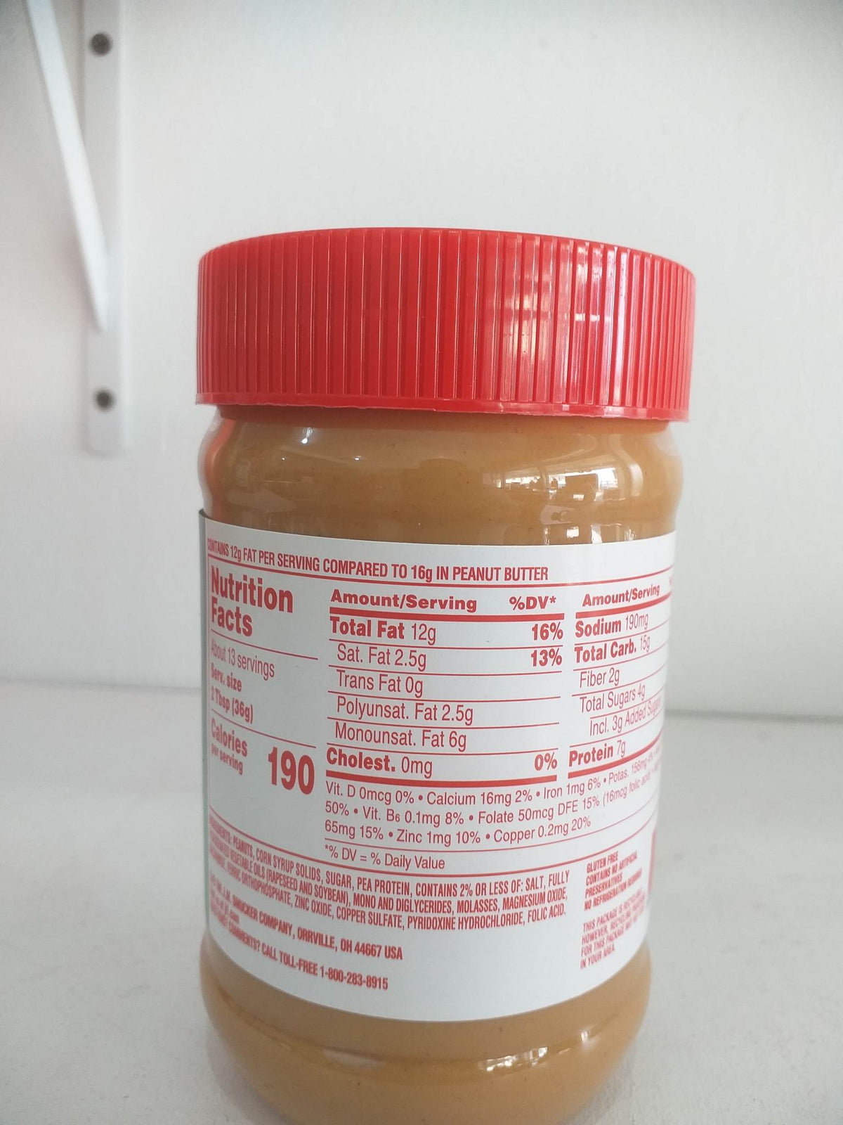 Jif Reduced Fat Creamy Peanut Butter Spread 16oz(454g)