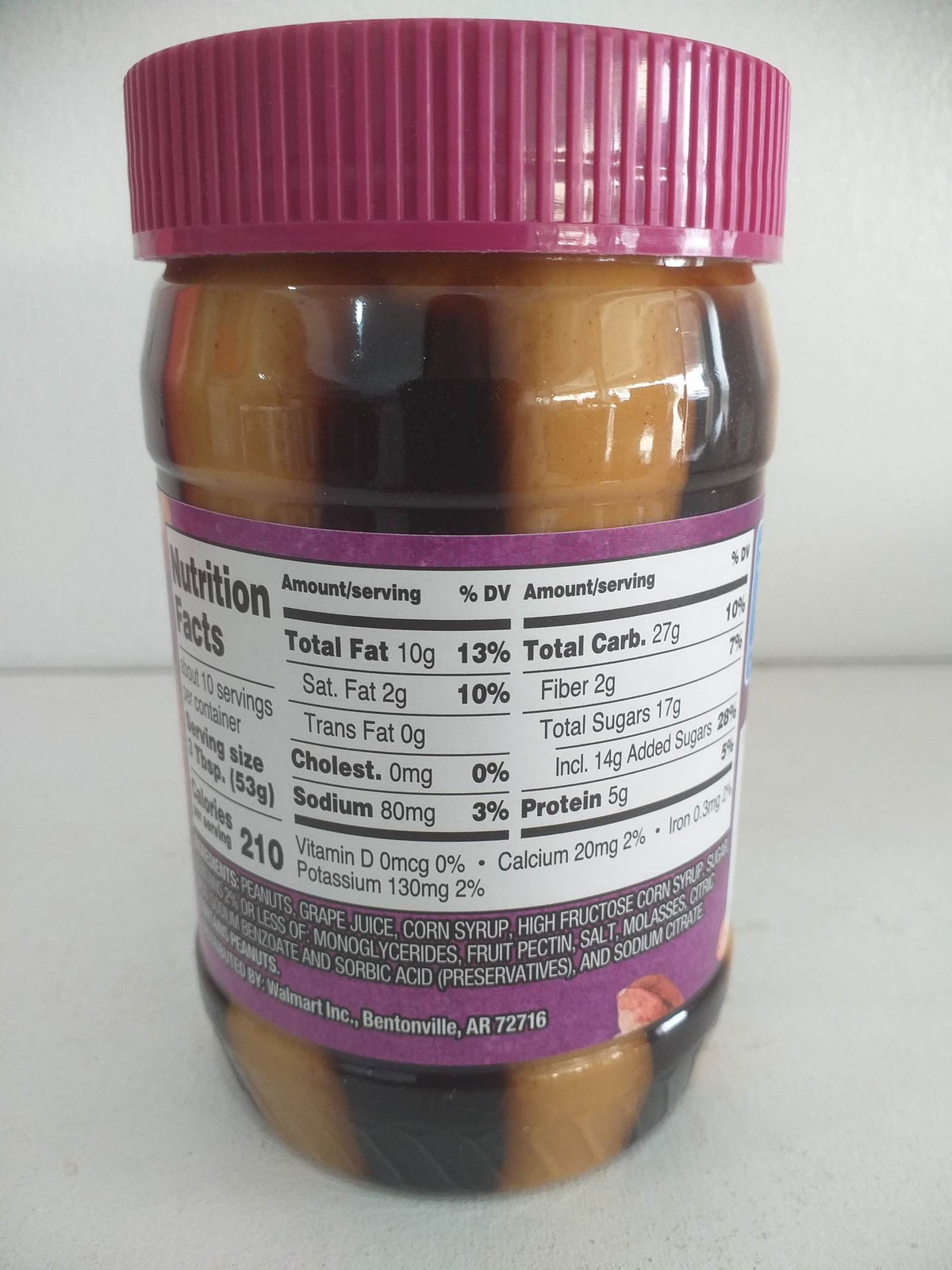 Great Value Creamy Stripes Peanut Butter & Grape Jelly, 18 oz (510g)