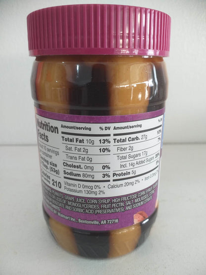 Great Value Creamy Stripes Peanut Butter & Grape Jelly, 18 oz (510g)