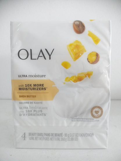 Olay 10x Moisture Ultra Moisture Shea Butter Beauty Bar 3.75 oz, 4 bar soap