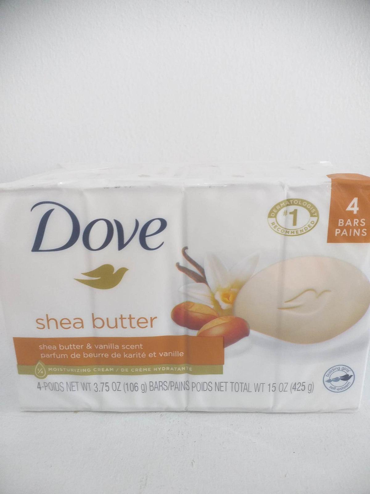 Dove Beauty Bar Soap Shea Butter w/ Vanilla Scent, 3.75 oz 4 Bars