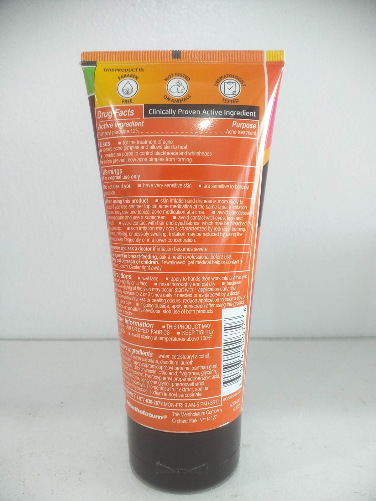 OXY Advanced Care Soothing Cream Acne Cleanser with Prebiotics, 5 fl oz Tube (48ml)