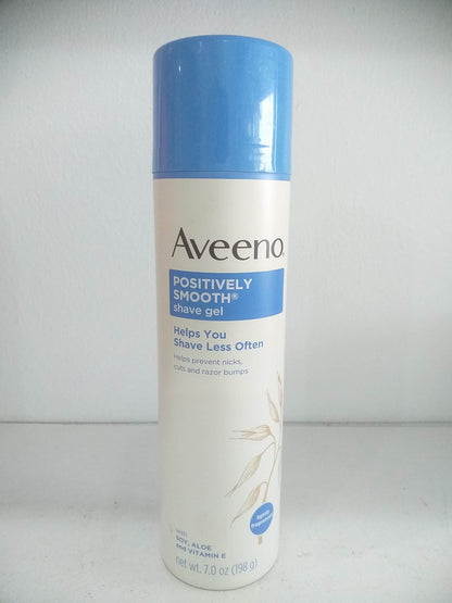 Aveeno Positively Smooth Shave Gel shaveless with Soy, Aloe and Vitamin E, 7 oz(198g)