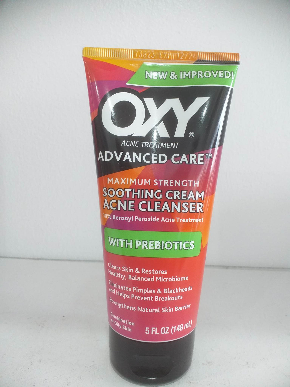 OXY Advanced Care Soothing Cream Acne Cleanser with Prebiotics, 5 fl oz Tube (48ml)