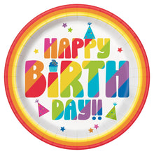 Load image into Gallery viewer, Happy Birthday Disposable Paper Plates, 9&quot;, Multicolor, 10 Pieces, by Way To Celebrate
