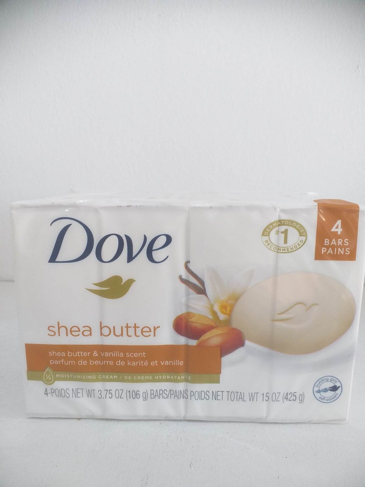 Dove Beauty Bar Soap Shea Butter w/ Vanilla Scent, 3.75 oz 4 Bars