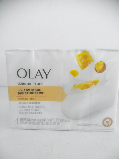 Olay 10x Moisture Ultra Moisture Shea Butter Beauty Bar 3.75 oz, 4 bar soap