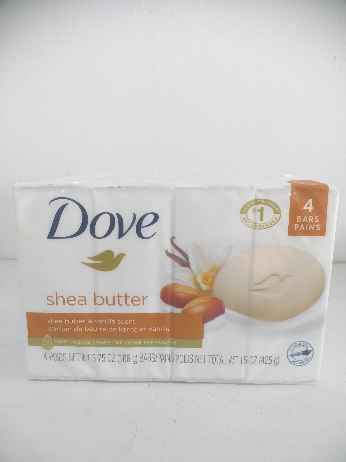 Dove Beauty Bar Soap Shea Butter w/ Vanilla Scent, 3.75 oz 4 Bars