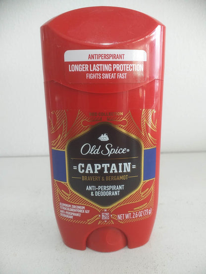 Old Spice Antiperspirant for Men, Captain Bravery & Bergamot Scent 2.6oz (73g)
