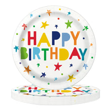 Load image into Gallery viewer, Stars Happy Birthday Disposable Paper Plates, 9&quot;, Multicolor, 10 Pieces, by Way To Celebrate
