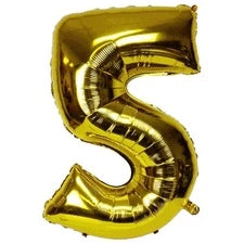 Gold Foil Number Foil Balloon  #"5"