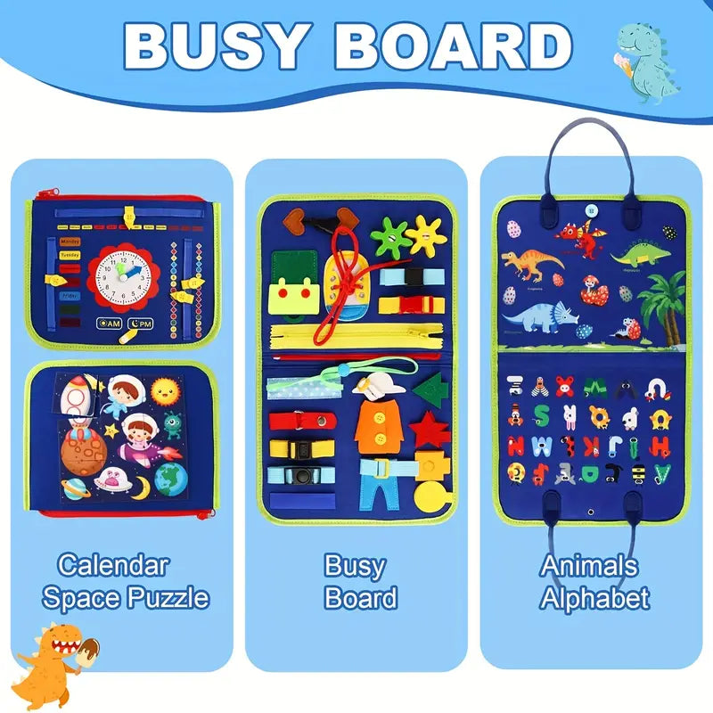 Felt Learning Board - Colorful Busy Box with Shape Sorting, Counting, and Pattern Matching Activities