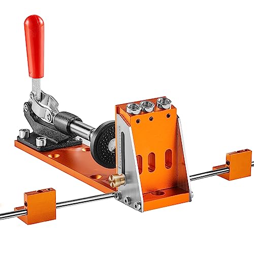 34 Pcs Pocket Hole Jig Kit, Adjustable Versatile Pocket Hole Jig with Toolbox,11" C-clamp, Fixture, Step Drills, Wrenches, Drill Stop Rings, Square Drive Bits
