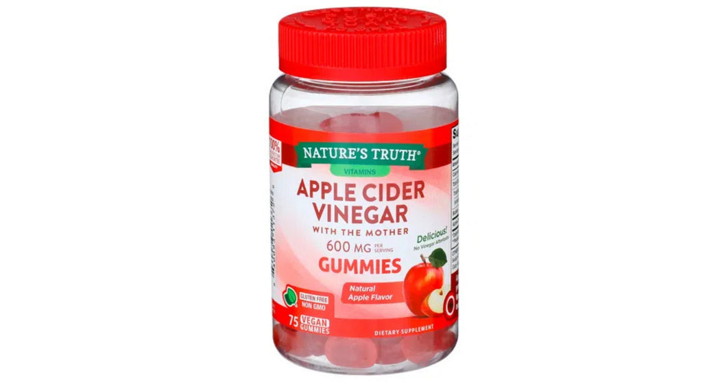 Nature's Truth Apple Cider Vinegar 600mg Natural Apple Flavor 75 Gummies
