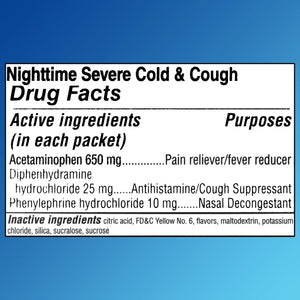 Equate Daytime Cold & Nighttime Cold & Cough Multi-Symptom Severe Relief Powder, over The Counter, 12 Count