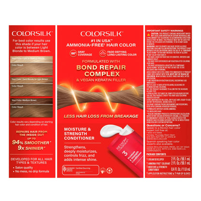 Revlon ColorSilk Permanent Hair Color, Bond Repair Complex, 60 Dark Ash Blonde