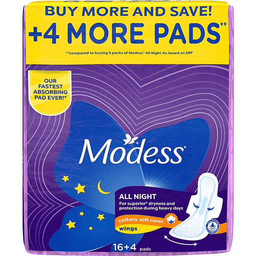 Modess All Night with Wings Sanitary Napkin