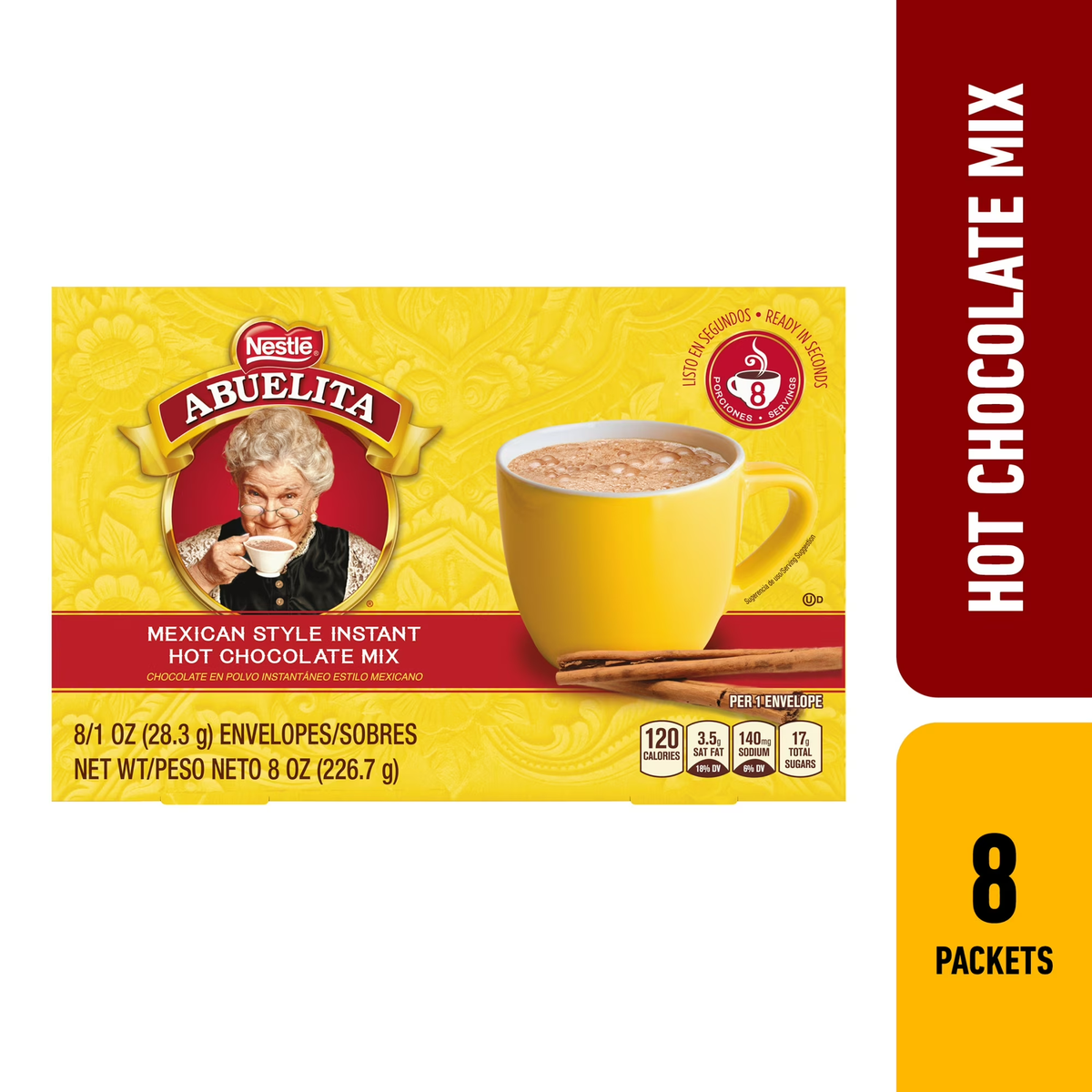 Nestle Abuelita Mexican Style Instant Hot Chocolate Cinco de Mayo Food Drink Mix, 8 oz, 8 Packets Per Box