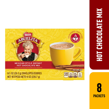 Nestle Abuelita Mexican Style Instant Hot Chocolate Cinco de Mayo Food Drink Mix, 8 oz, 8 Packets Per Box