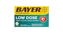 Load image into Gallery viewer, Bayer Low Dose Aspirin Regimen Pain Reliever (81mg) 32 Enteric Coated Tablets
