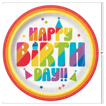 Load image into Gallery viewer, Happy Birthday Disposable Paper Plates, 9&quot;, Multicolor, 10 Pieces, by Way To Celebrate
