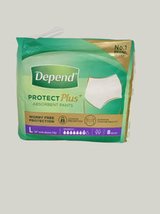 Depend Protect Plus Absorbent Pants Large 8pcs