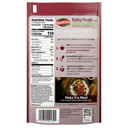 Idahoan Baby Reds Mashed Potatoes with Roasted Garlic & Parmesan Side Dish, 4.1 oz