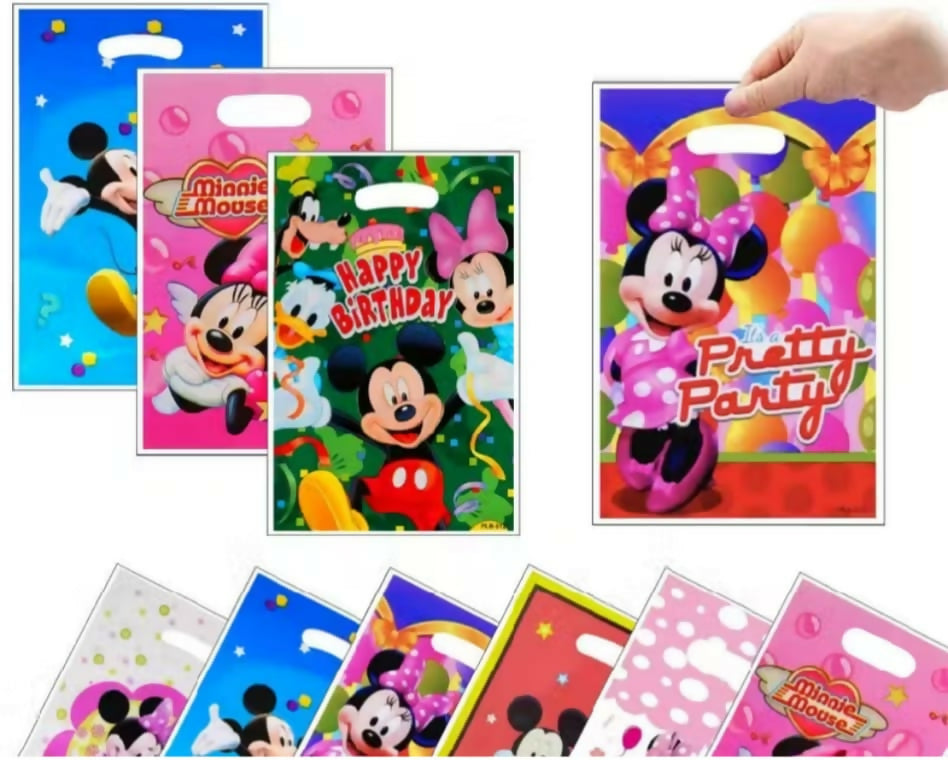 10/20/30pcs Mickey minnie party gifts bags mouse theme plastic candy bag child party loot bag kids